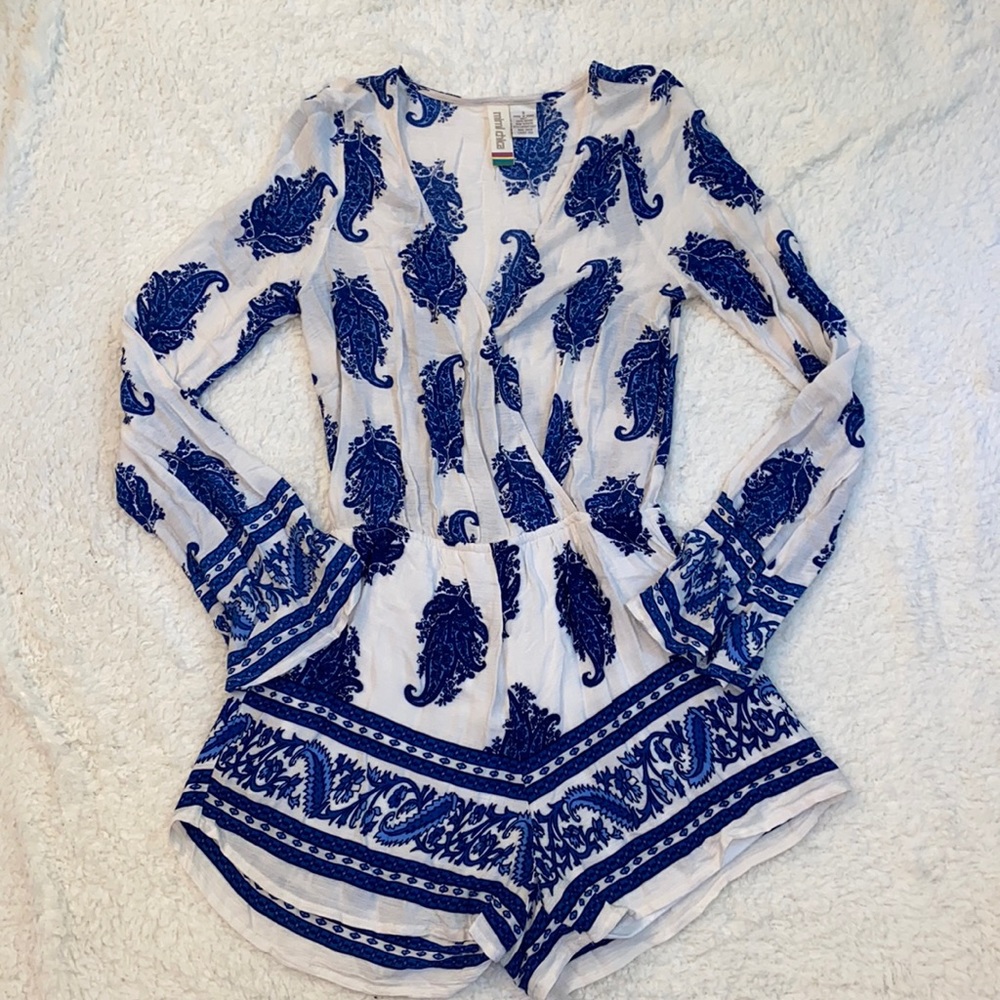 Long Sleeve Paisley Romper